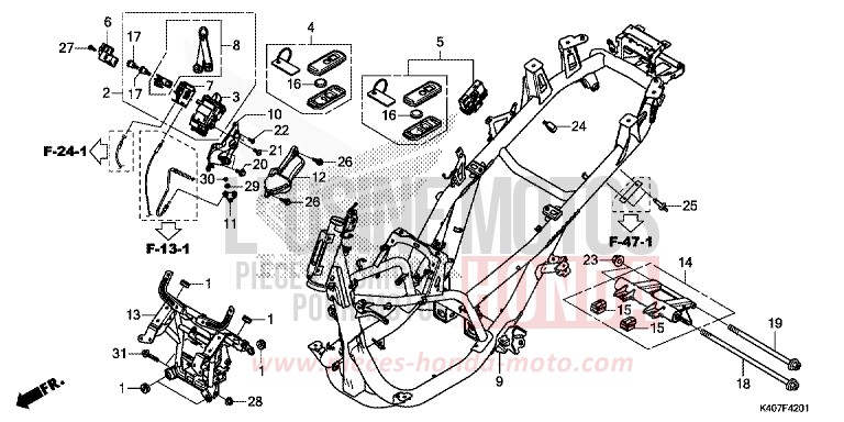 FRAME BODY (NSS125ADK) for Forza 125 MAT CARNELIAN RED METALLIC (R384) from 2019